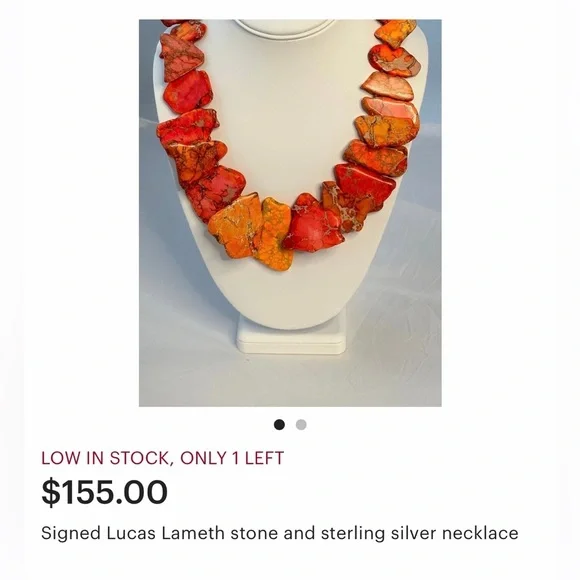 Orange Jasper & Sterling Necklace - Picture 3 of 7